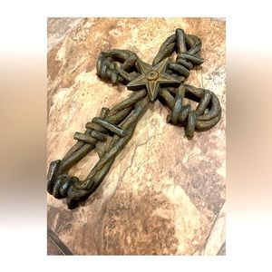 Wall Decoration Barbed Wire Design Cross with Center Star